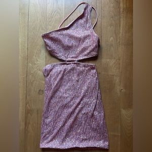 Rose Pink Sequin Mini Dress - HelloMolly XS